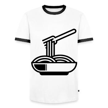 Spaghetti symbol - Männer Kontrast-T-Shirt - Weiß/Schwarz - Vorne - AI Model Female 172 light (172cm) & AI Model Male 178 dark (178cm)