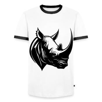 Rhinoceros Animal Head - Men's Ringer Shirt - white/black - Front - AI Model Female 172 light (172cm) & AI Model Male 178 dark (178cm)