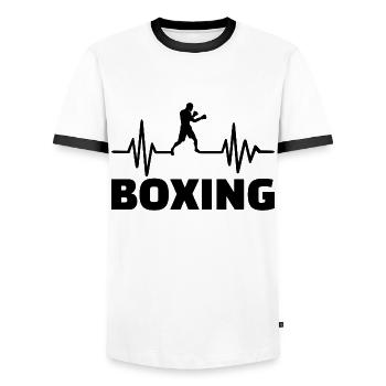 Boxe Homme Sport Courage - T-shirt contrasté Homme - blanc/noir - Devant - AI Model Female 172 light (172cm) & AI Model Male 178 dark (178cm)