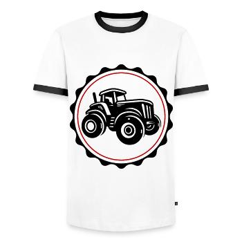 Silhouette d’agriculteur de tracteur - T-shirt contrasté Homme - blanc/noir - Devant - AI Model Female 172 light (172cm) & AI Model Male 178 dark (178cm)