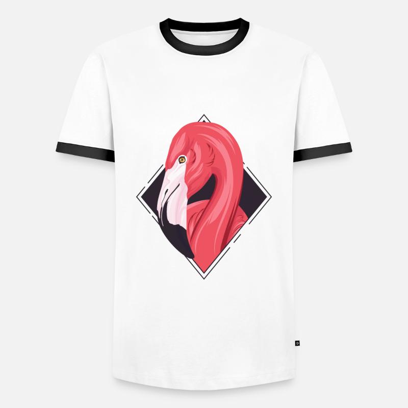 Flamingo Summer / Sommer / Sonne - Männer Kontrast-T-Shirt - Weiß/Schwarz