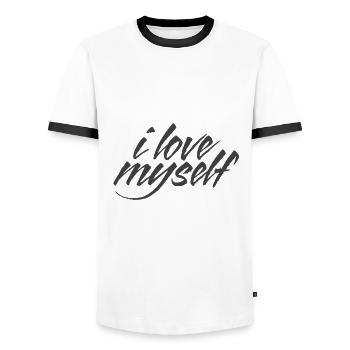 I love myself / self-confidence - Men's Ringer Shirt - white/black - Front - AI Model Female 172 light (172cm) & AI Model Male 178 dark (178cm)