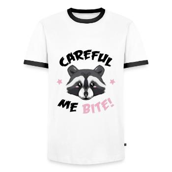 Waschbär - Vorsicht ich beiße - Männer Kontrast-T-Shirt - Weiß/Schwarz - Vorne - AI Model Female 172 light (172cm) & AI Model Male 178 dark (178cm)