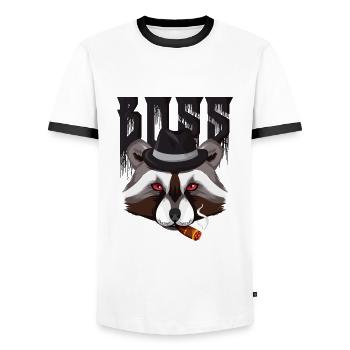 Mafia Boss Waschbär - Männer Kontrast-T-Shirt - Weiß/Schwarz - Vorne - AI Model Female 172 light (172cm) & AI Model Male 178 dark (178cm)