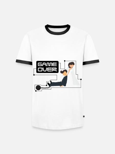 Junggesellenabschied Bachelor Game Over - Männer Kontrast-T-Shirt - Weiß/Schwarz