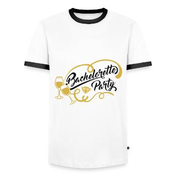 enterrement de vie de jeune fille - T-shirt contrasté Homme - blanc/noir - Devant - AI Model Female 172 light (172cm) & AI Model Male 178 dark (178cm)