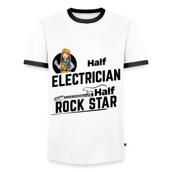 Electrician - Half Rock Star - Men's Ringer Shirt - white/black - Front - AI Model Female 172 light (172cm) & AI Model Male 178 dark (178cm)