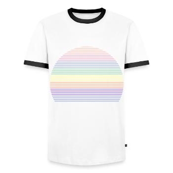 Retro rainbow pastel colors symbol shape - Men's Ringer Shirt - white/black - Front - AI Model Female 172 light (172cm) & AI Model Male 178 dark (178cm)