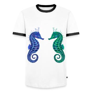 Süße Seepferdchen - Männer Kontrast-T-Shirt - Weiß/Schwarz - Vorne - AI Model Female 172 light (172cm) & AI Model Male 178 dark (178cm)
