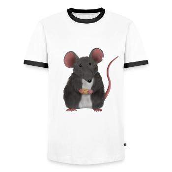 Kleine süße Maus oder Ratte - Männer Kontrast-T-Shirt - Weiß/Schwarz - Vorne - AI Model Female 172 light (172cm) & AI Model Male 178 dark (178cm)
