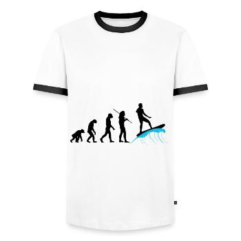 Évolution - Surf - T-shirt contrasté Homme - blanc/noir - Devant - AI Model Female 172 light (172cm) & AI Model Male 178 dark (178cm)