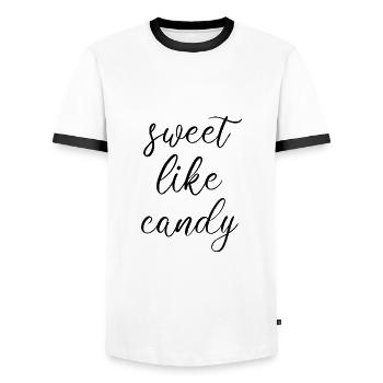 Sugar sweet - Men's Ringer Shirt - white/black - Front - AI Model Female 172 light (172cm) & AI Model Male 178 dark (178cm)