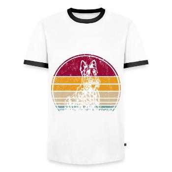 Schottischer Scottish Terrier Hund Retro Vintage - Männer Kontrast-T-Shirt - Weiß/Schwarz - Vorne - AI Model Female 172 light (172cm) & AI Model Male 178 dark (178cm)