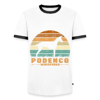 Podenco Canario Whisperer - T-shirt contrasté Homme - blanc/noir - Devant - AI Model Female 172 light (172cm) & AI Model Male 178 dark (178cm)