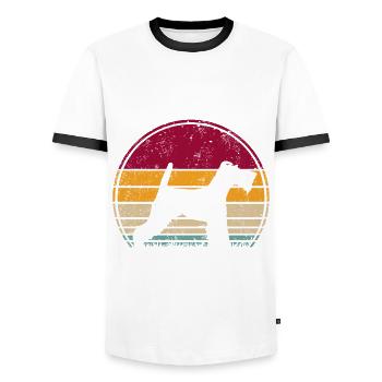 Drahthaar Foxterrier Vintage Retro - Männer Kontrast-T-Shirt - Weiß/Schwarz - Vorne - AI Model Female 172 light (172cm) & AI Model Male 178 dark (178cm)