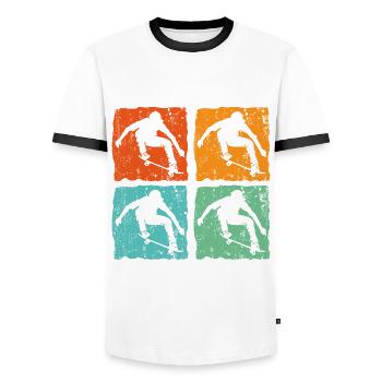 Vintage Retro Skateboard Skateboard Cadeau - T-shirt contrasté Homme - blanc/noir - Devant - AI Model Female 172 light (172cm) & AI Model Male 178 dark (178cm)