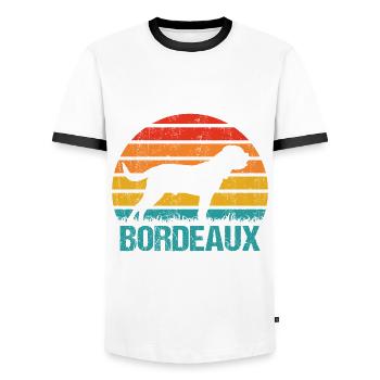 Vintage Rétro Bordeaux Grand Danois Bordeaux Grand Danois - T-shirt contrasté Homme - blanc/noir - Devant - AI Model Female 172 light (172cm) & AI Model Male 178 dark (178cm)