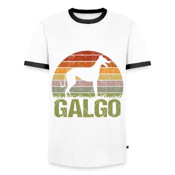 Galgo Espanol Dog Retro Vintage Gift - Men's Ringer Shirt - white/black - Front - AI Model Female 172 light (172cm) & AI Model Male 178 dark (178cm)