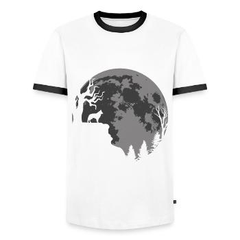 Belgian Belgian Shepherd Tervuren Moon - Men's Ringer Shirt - white/black - Front - AI Model Female 172 light (172cm) & AI Model Male 178 dark (178cm)