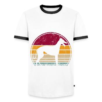 Galgo Espanol Spanien Hund Retro Vintage Geschenk - Männer Kontrast-T-Shirt - Weiß/Schwarz - Vorne - AI Model Female 172 light (172cm) & AI Model Male 178 dark (178cm)