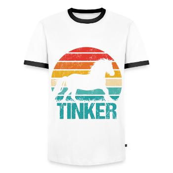 Irish Tinker Pferd Tinkerpferd Retro Vintage Style - Männer Kontrast-T-Shirt - Weiß/Schwarz - Vorne - AI Model Female 172 light (172cm) & AI Model Male 178 dark (178cm)