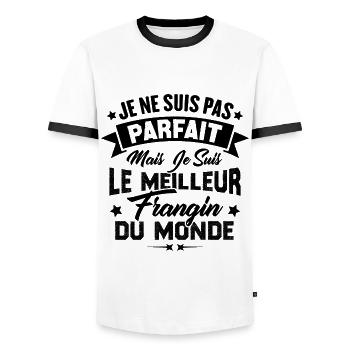 Pas parfait mais le meilleur frangin du monde - T-shirt contrasté Homme - blanc/noir - Devant - AI Model Female 172 light (172cm) & AI Model Male 178 dark (178cm)