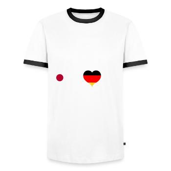 Japan Deutschland Flagge Herz Fahne Herzschlag - Männer Kontrast-T-Shirt - Weiß/Schwarz - Vorne - AI Model Female 172 light (172cm) & AI Model Male 178 dark (178cm)