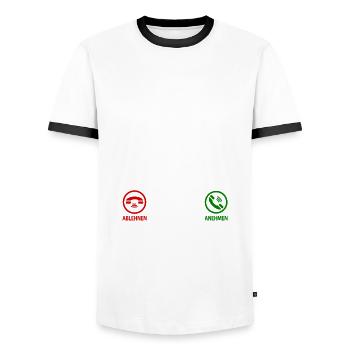 Schwarzwildbracke Slovenský Kopov ruft an Spruch - Männer Kontrast-T-Shirt - Weiß/Schwarz - Vorne - AI Model Female 172 light (172cm) & AI Model Male 178 dark (178cm)