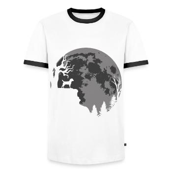 Heather Terrier Moon Silhouette - Men's Ringer Shirt - white/black - Front - AI Model Female 172 light (172cm) & AI Model Male 178 dark (178cm)