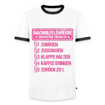 Nachhilfelehrerin Nachhilfe Sprüche Privatlehrerin - Männer Kontrast-T-Shirt - Weiß/Schwarz - Vorne - AI Model Female 172 light (172cm) & AI Model Male 178 dark (178cm)