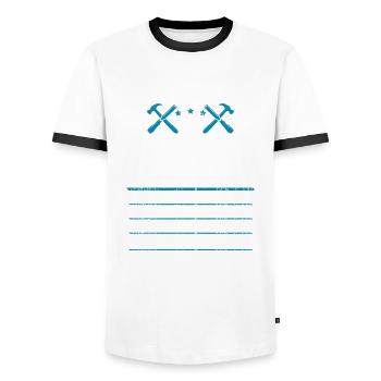 Whittling Woodcarver Wood Carving Saying - Men's Ringer Shirt - white/black - Front - AI Model Female 172 light (172cm) & AI Model Male 178 dark (178cm)