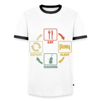 Cello Lehrer Teacher Cellolehrer Violinlehrer - Männer Kontrast-T-Shirt - Weiß/Schwarz - Vorne - AI Model Female 172 light (172cm) & AI Model Male 178 dark (178cm)