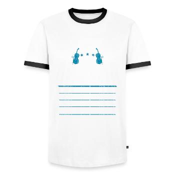 Cello Lehrer Teacher Cellolehrer Violinlehrer - Männer Kontrast-T-Shirt - Weiß/Schwarz - Vorne - AI Model Female 172 light (172cm) & AI Model Male 178 dark (178cm)