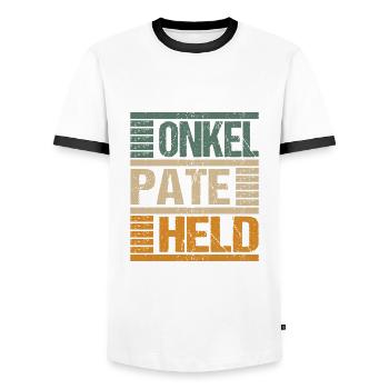Onkel Pate Held Patenonkel Taufpate Taufe - Männer Kontrast-T-Shirt - Weiß/Schwarz - Vorne - AI Model Female 172 light (172cm) & AI Model Male 178 dark (178cm)