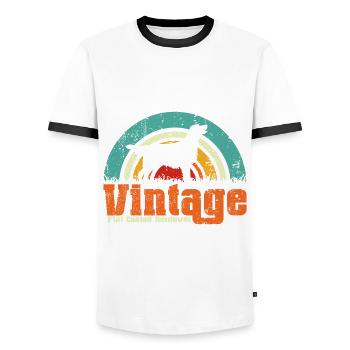 Flat Coated Retriever Hund Vintage - Männer Kontrast-T-Shirt - Weiß/Schwarz - Vorne - AI Model Female 172 light (172cm) & AI Model Male 178 dark (178cm)
