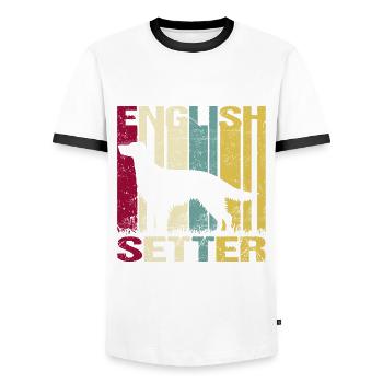Englischer English Setter Hund Vintage Retro - Männer Kontrast-T-Shirt - Weiß/Schwarz - Vorne - AI Model Female 172 light (172cm) & AI Model Male 178 dark (178cm)