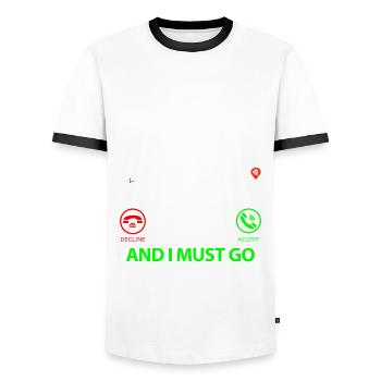 Malshi Dog Maltese Shih tzu Mix is Calling - Men's Ringer Shirt - white/black - Front - AI Model Female 172 light (172cm) & AI Model Male 178 dark (178cm)