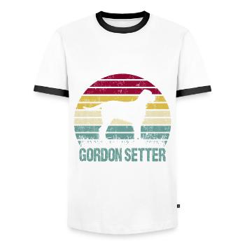Gordon Setter Dog Vintage Rétro - T-shirt contrasté Homme - blanc/noir - Devant - AI Model Female 172 light (172cm) & AI Model Male 178 dark (178cm)
