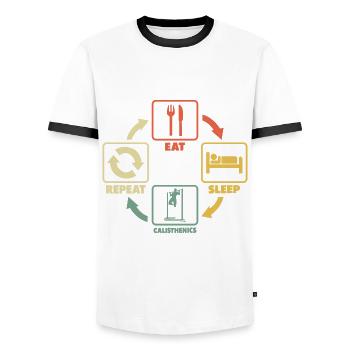 Calisthenics Park Workout Spruch Sprüche Lustig - Männer Kontrast-T-Shirt - Weiß/Schwarz - Vorne - AI Model Female 172 light (172cm) & AI Model Male 178 dark (178cm)