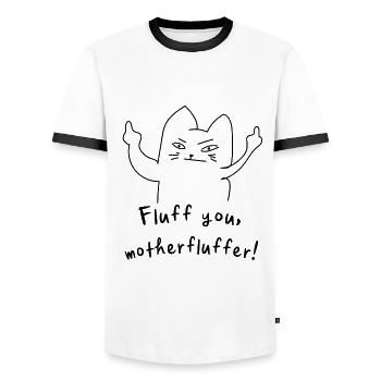 Fluff you cat funny - T-shirt contrasté Homme - blanc/noir - Devant - AI Model Female 172 light (172cm) & AI Model Male 178 dark (178cm)