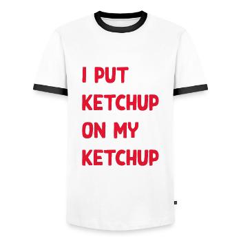 Ketchup disant - T-shirt contrasté Homme - blanc/noir - Devant - AI Model Female 172 light (172cm) & AI Model Male 178 dark (178cm)