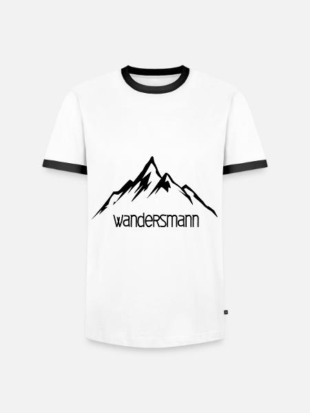 Wandersmann Berge - Männer Kontrast-T-Shirt - Weiß/Schwarz