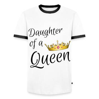 Daughter of a Queen - T-shirt contrasté Homme - blanc/noir - Devant - AI Model Female 172 light (172cm) & AI Model Male 178 dark (178cm)