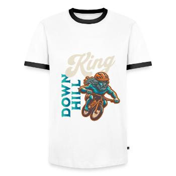 Downhill King - Männer Kontrast-T-Shirt - Weiß/Schwarz - Vorne - AI Model Female 172 light (172cm) & AI Model Male 178 dark (178cm)