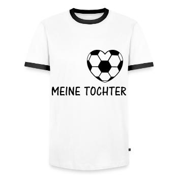 Fußball Spruch Mein Herz schlägt für meine Tochter - Männer Kontrast-T-Shirt - Weiß/Schwarz - Vorne - AI Model Female 172 light (172cm) & AI Model Male 178 dark (178cm)