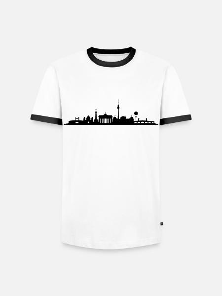Skyline - Berlin - Männer Kontrast-T-Shirt - Weiß/Schwarz