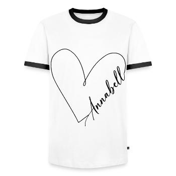 Annabell Name Herzlinie - Männer Kontrast-T-Shirt - Weiß/Schwarz - Vorne - AI Model Female 172 light (172cm) & AI Model Male 178 dark (178cm)