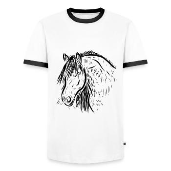 Horse - Men's Ringer Shirt - white/black - Front - AI Model Female 172 light (172cm) & AI Model Male 178 dark (178cm)