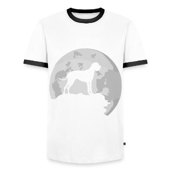 Great Dane Moon Silhouette - Men's Ringer Shirt - white/black - Front - AI Model Female 172 light (172cm) & AI Model Male 178 dark (178cm)