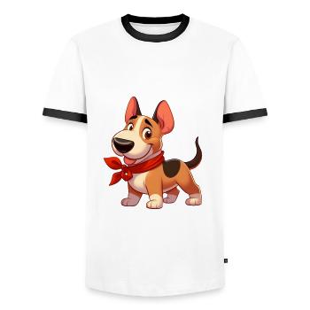 Bullterrier 6 - Männer Kontrast-T-Shirt - Weiß/Schwarz - Vorne - AI Model Female 172 light (172cm) & AI Model Male 178 dark (178cm)